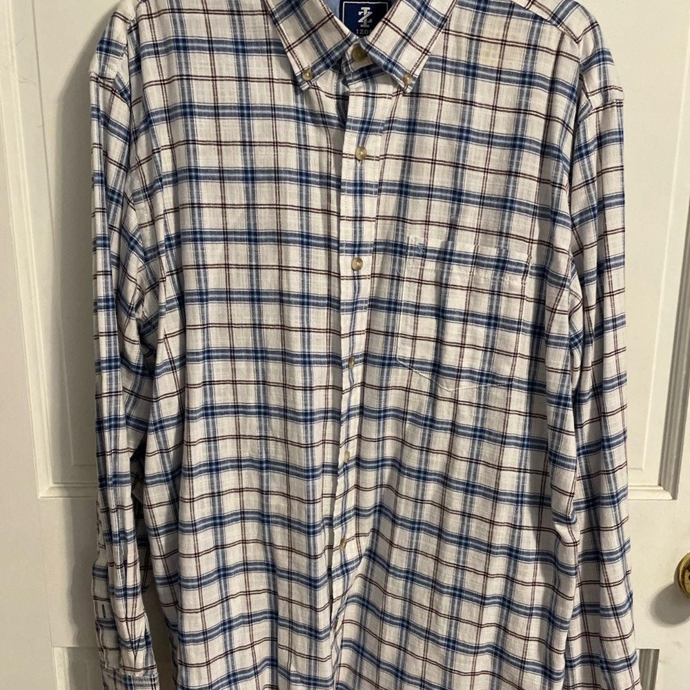 Izod Men's Checkered Shirt - Blue and Brown